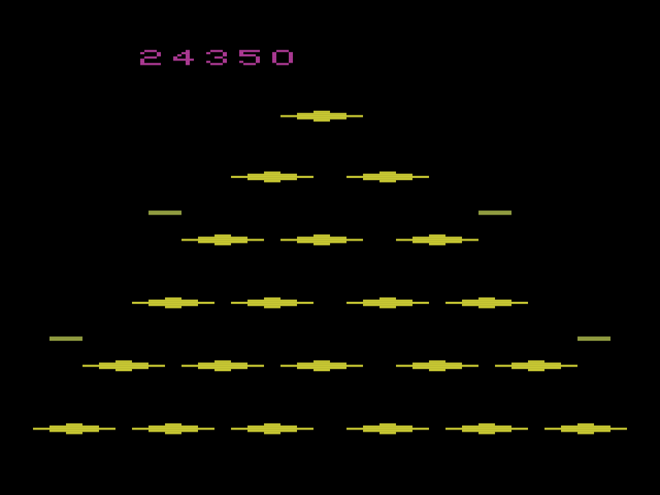 jgkspsx: Q*bert (Atari 2600 Emulated Expert/A Mode) 24,350 points on 2022-08-22 00:10:02