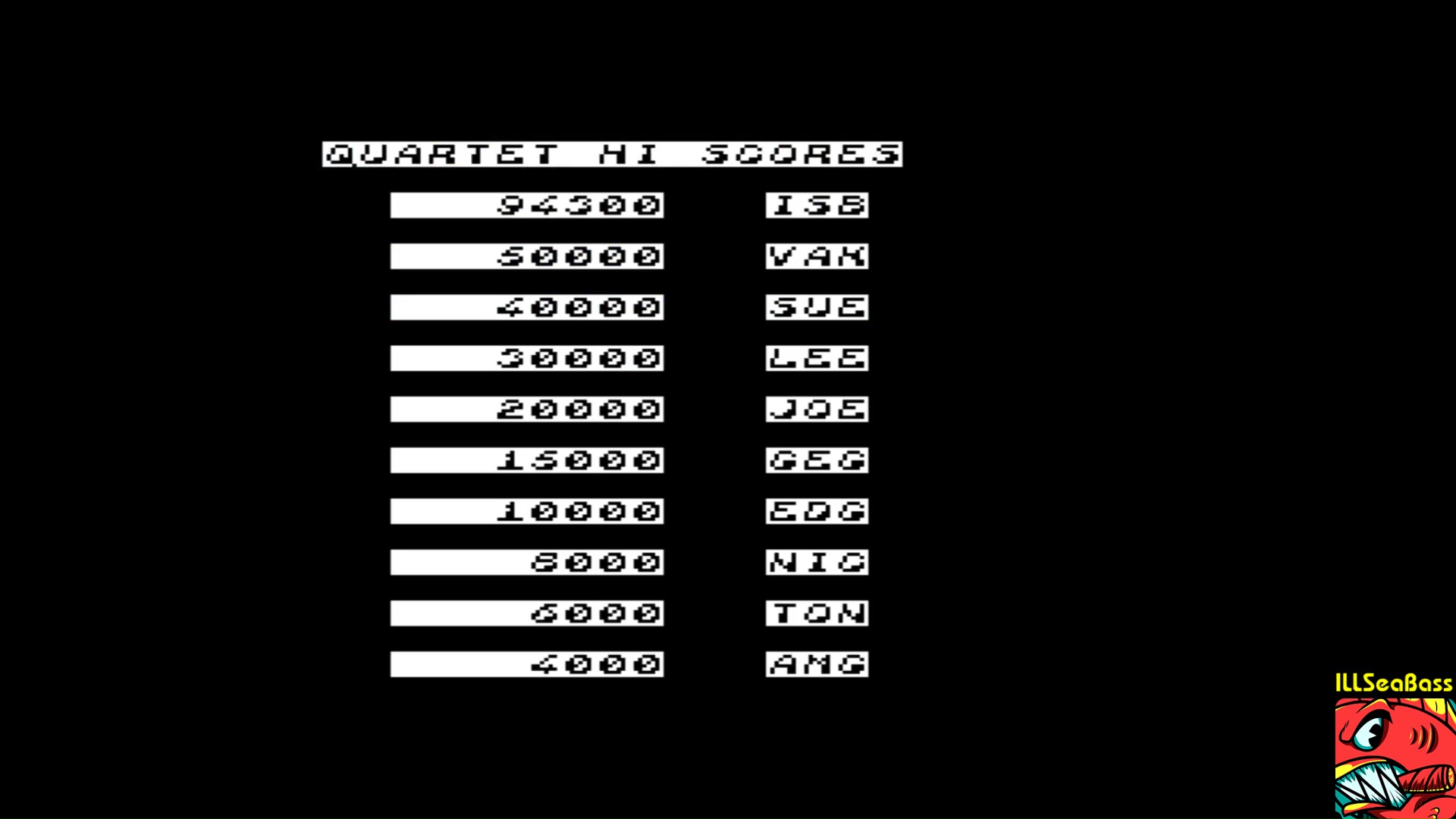 ILLSeaBass: Quartet (Commodore 64 Emulated) 94,300 points on 2018-01-05 23:15:17