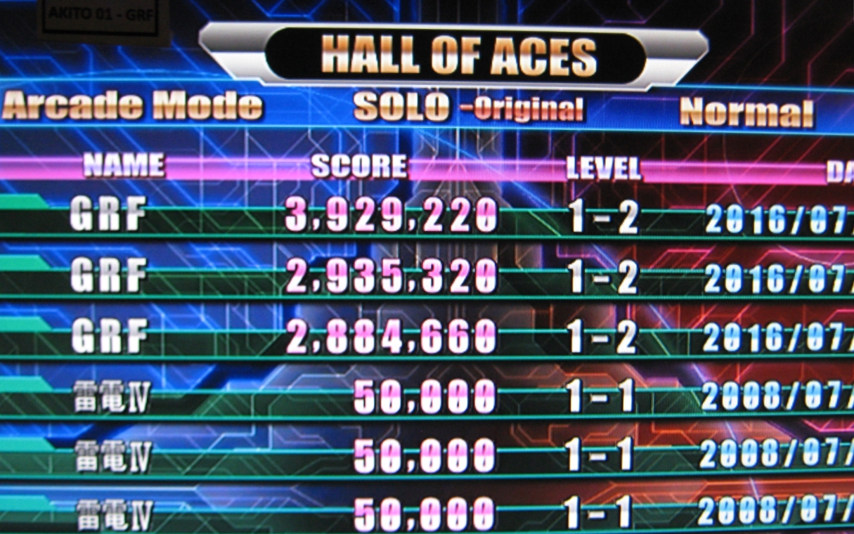 Raiden IV: Overkill [Arcade Mode/Normal/Orignal] 3,929,220 points