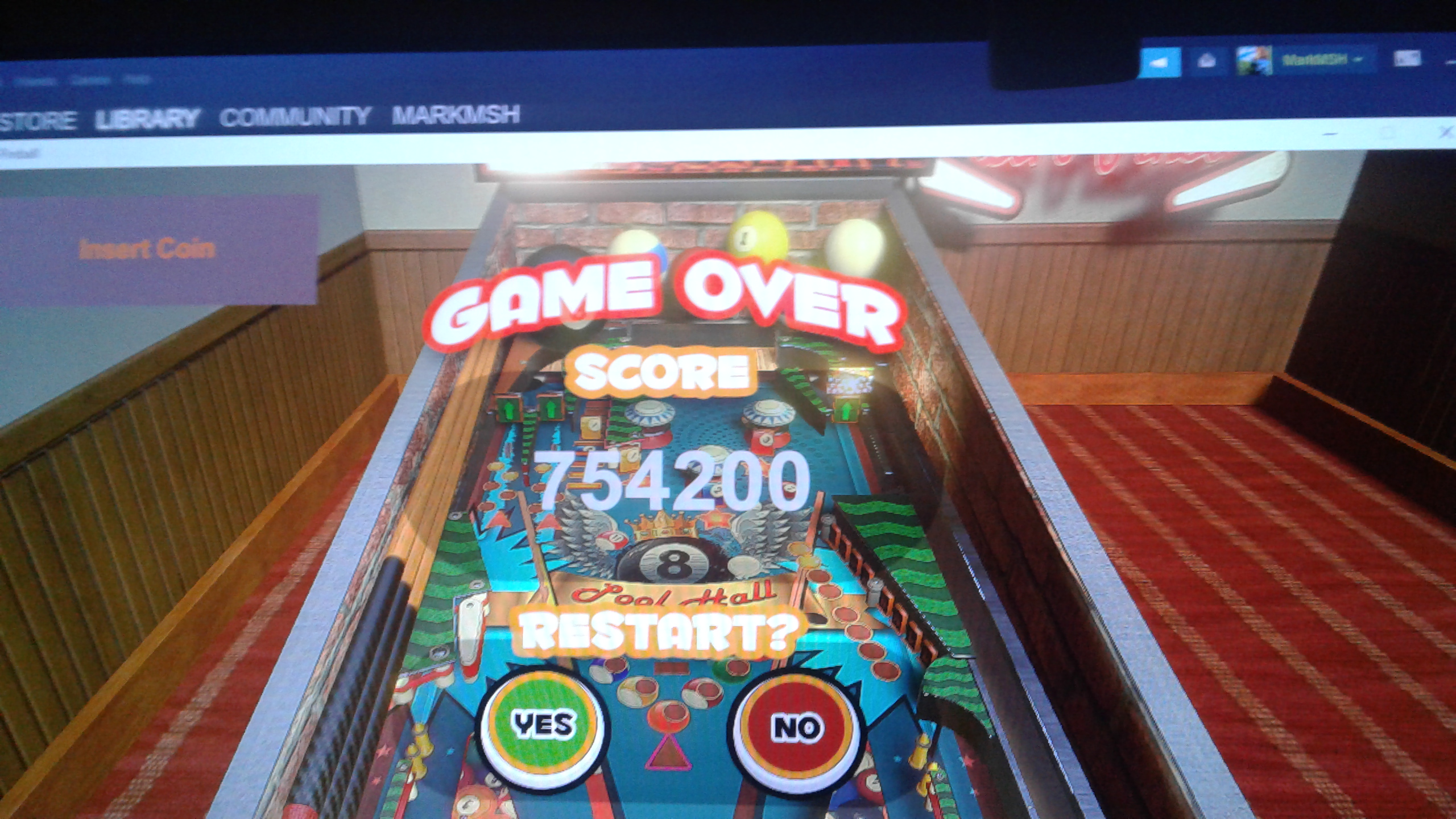 Mark: Retro Pinball: Pool Hall Deluxe (PC) 754,200 points on 2020-05-08 00:12:29