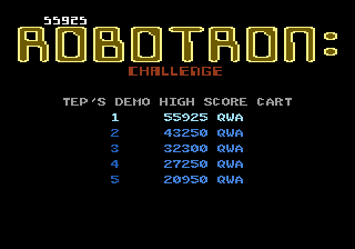 Qwaun: Robotron 2084: Challenge (Atari 7800 Emulated) 55,925 points on 2015-10-23 20:18:30