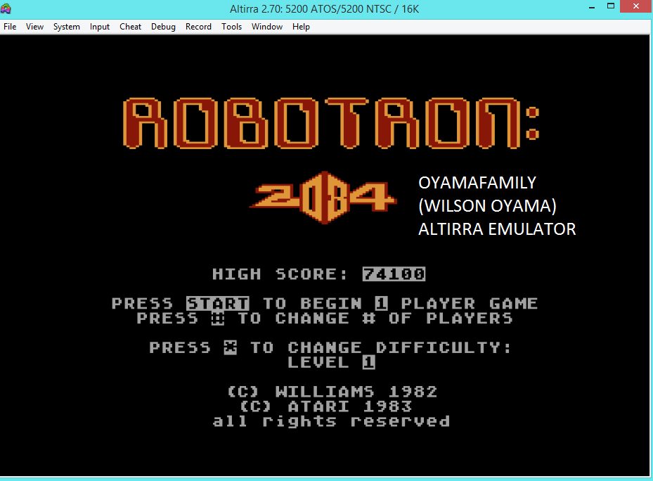 oyamafamily: Robotron 2084: Level 1 (Atari 5200 Emulated) 74,100 points on 2016-02-07 08:26:00