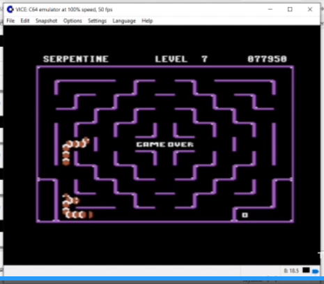 kernzy: Serpentine (Commodore 64 Emulated) 77,950 points on 2022-06-17 14:38:51