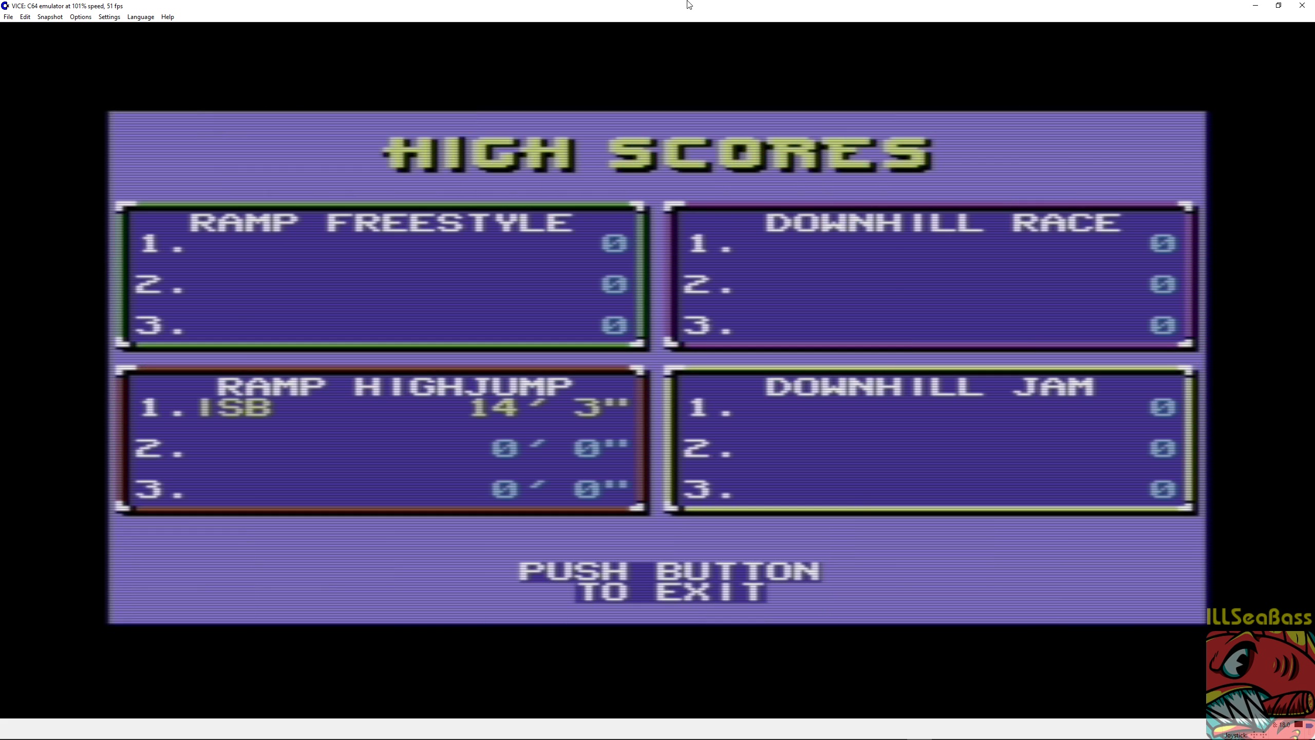 ILLSeaBass: Skate or Die [High Jump] (Commodore 64 Emulated) 171 points on 2018-04-30 22:31:50