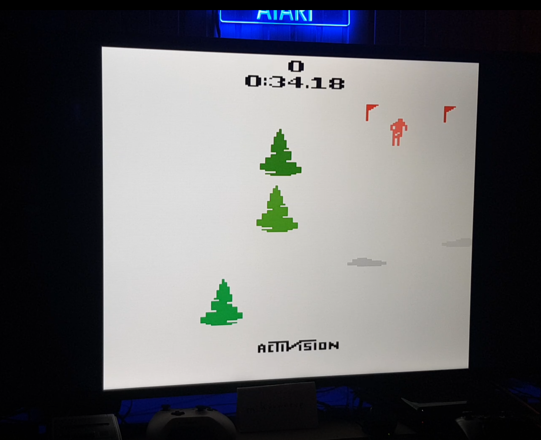 mikvaporup: Skiing: Game 1 (Atari 2600 Emulated Novice/B Mode) 0:00:34.18 points on 2019-09-21 14:42:58