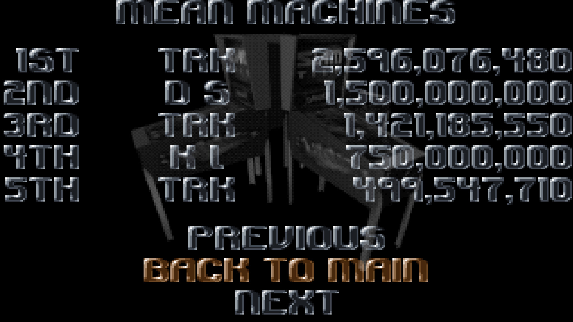 TheTrickster: Slam Tilt: Mean Machines (Amiga Emulated) 2,596,076,480 points on 2016-03-24 16:40:28