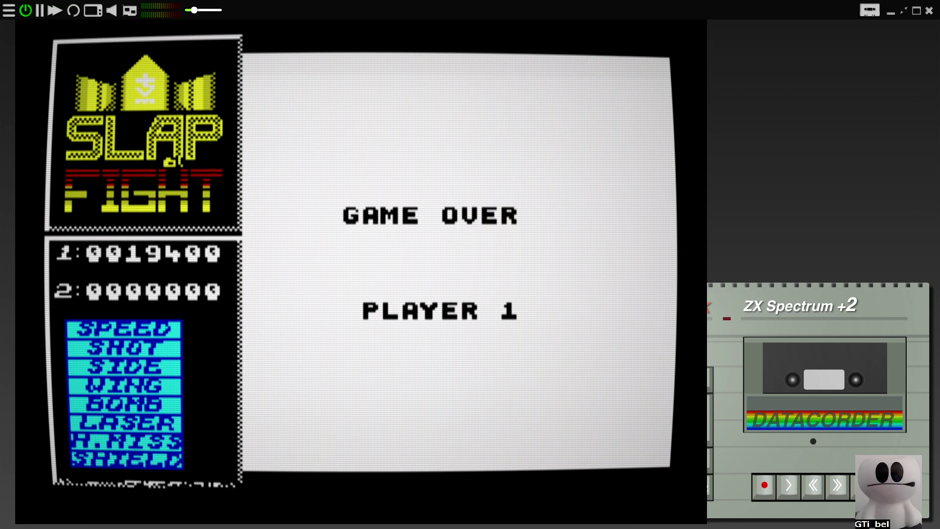 GTibel: Slap Fight (ZX Spectrum Emulated) 19,400 points on 2020-08-08 04:04:40