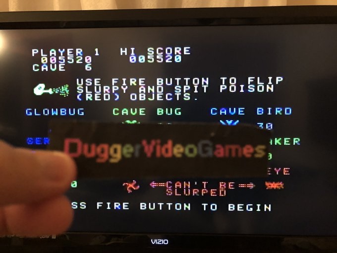 DuggerVideoGames: Slurpy: Difficulty 1 (Colecovision Emulated) 5,520 points on 2020-02-09 03:54:28