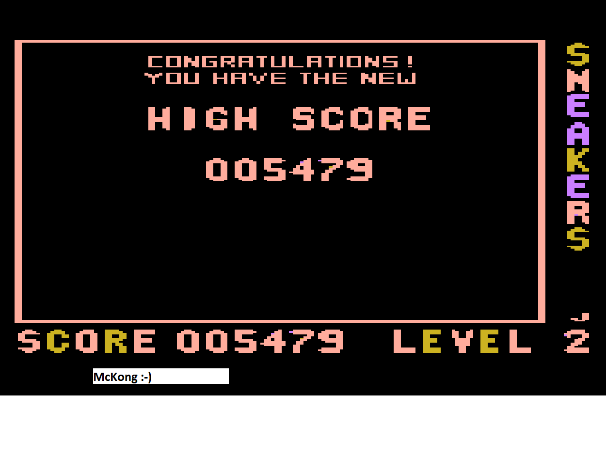 McKong: Sneakers (Atari 400/800/XL/XE Emulated) 5,479 points on 2015-10-07 01:22:09