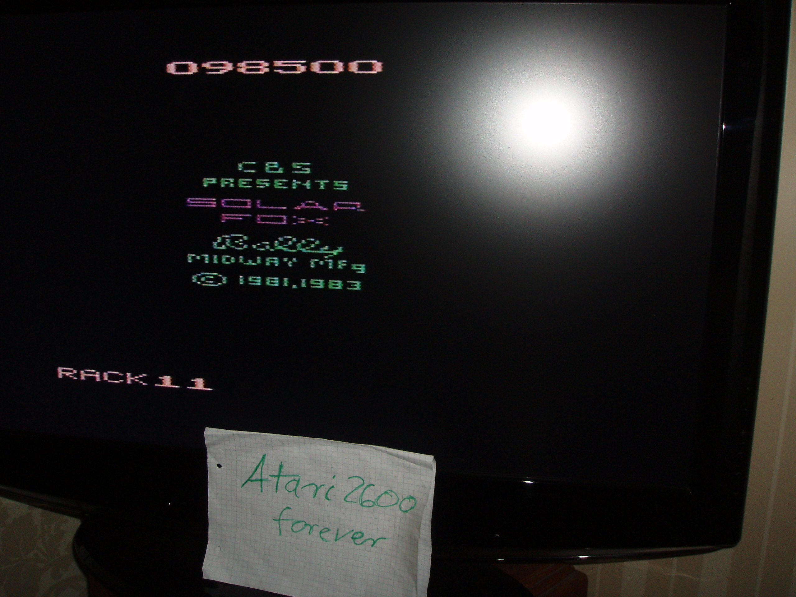 atari2600forever: Solar Fox (Atari 2600 Novice/B) 98,500 points on 2017-03-08 03:23:43