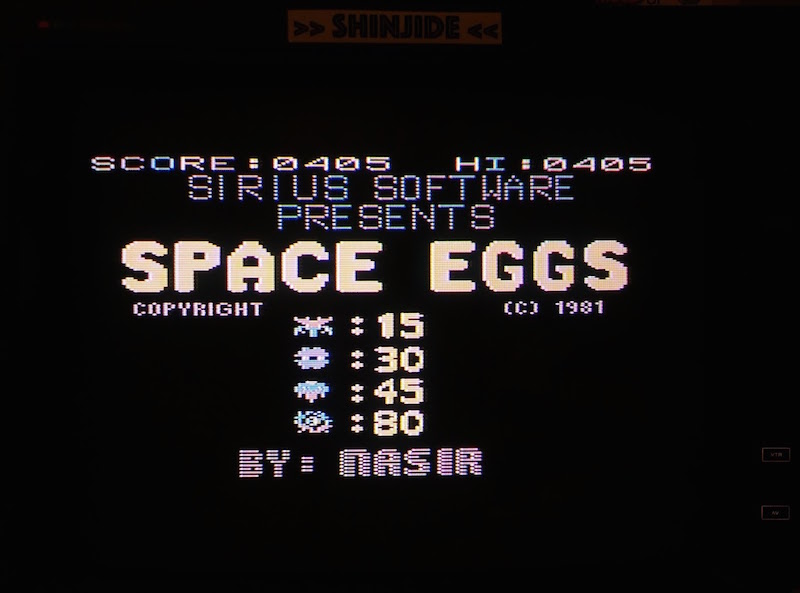 SHiNjide: Space Eggs (Atari 400/800/XL/XE) 405 points on 2015-11-04 04:32:29