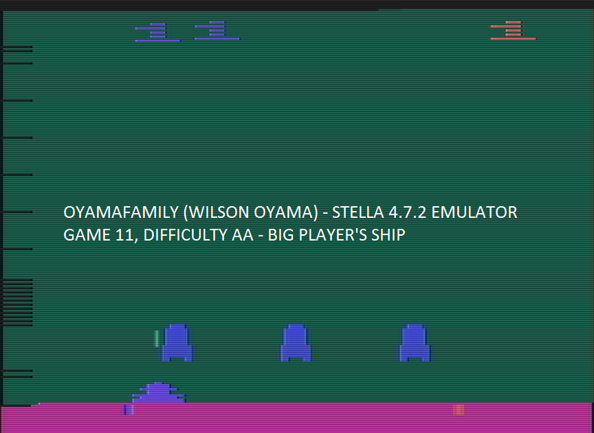 oyamafamily: Space Invaders: Game 11 (Atari 2600 Emulated Expert/A Mode) 355 points on 2016-07-30 14:03:51
