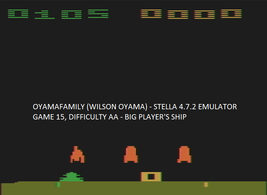 oyamafamily: Space Invaders: Game 15 (Atari 2600 Emulated Expert/A Mode) 105 points on 2016-07-30 14:00:26