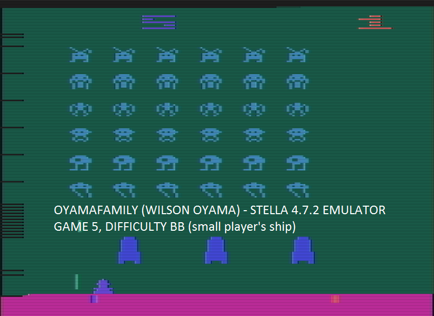 oyamafamily: Space Invaders: Game 5 (Atari 2600 Emulated Novice/B Mode) 3,260 points on 2016-07-23 15:02:57