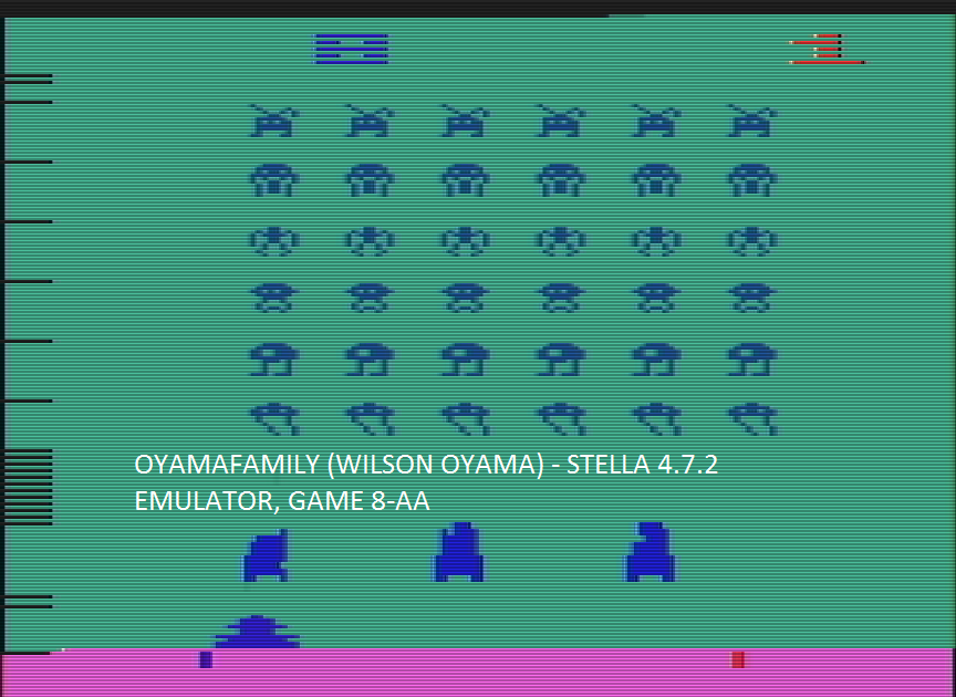 oyamafamily: Space Invaders: Game 8 (Atari 2600 Emulated Expert/A Mode) 100 points on 2016-07-15 17:44:04