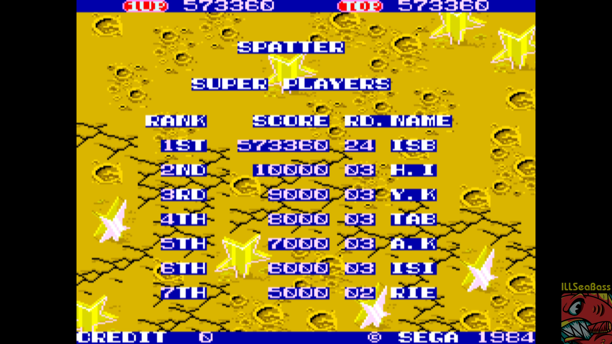 ILLSeaBass: Spatter [spatter] (Arcade Emulated / M.A.M.E.) 573,360 points on 2018-08-19 16:23:03
