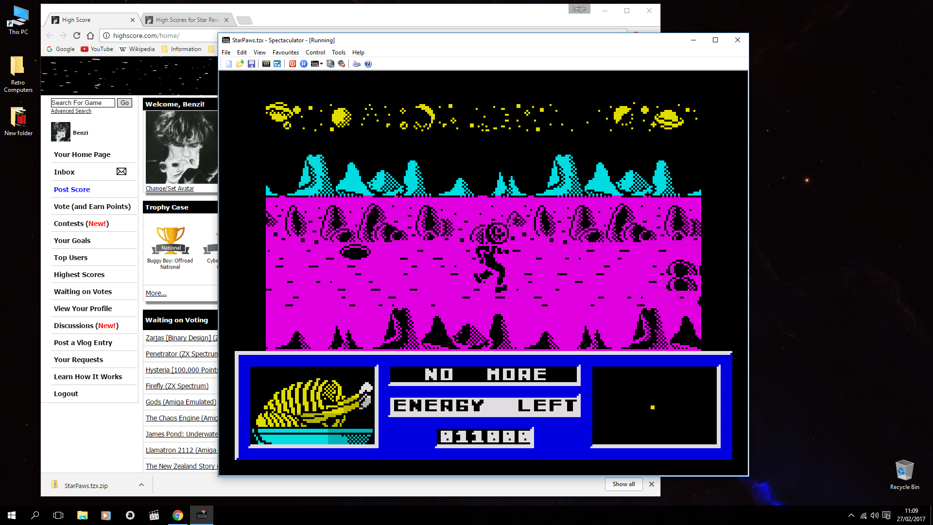 Benzi: Star Paws (ZX Spectrum Emulated) 11,000 points on 2017-02-27 04:10:34