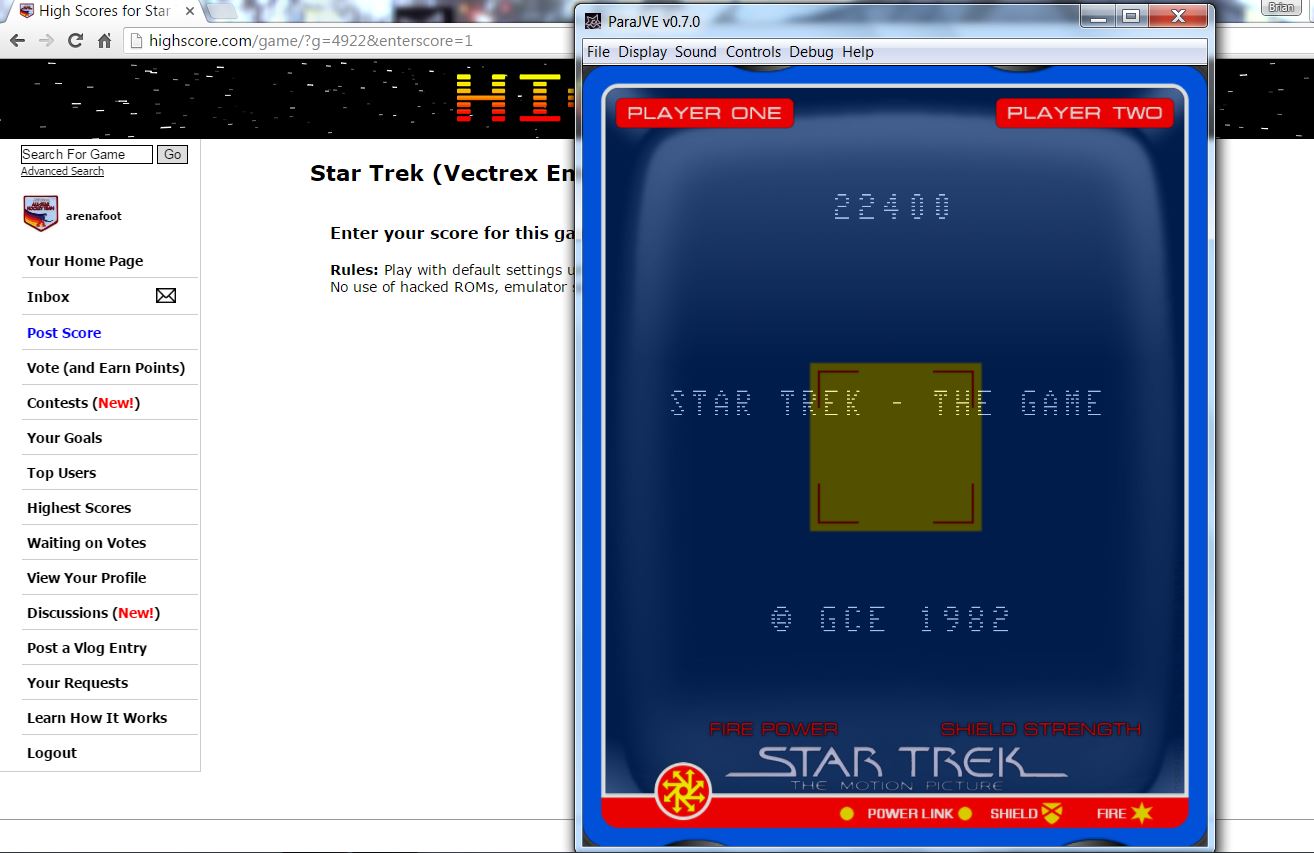 arenafoot: Star Trek (Vectrex Emulated) 22,400 points on 2016-07-09 01:03:38