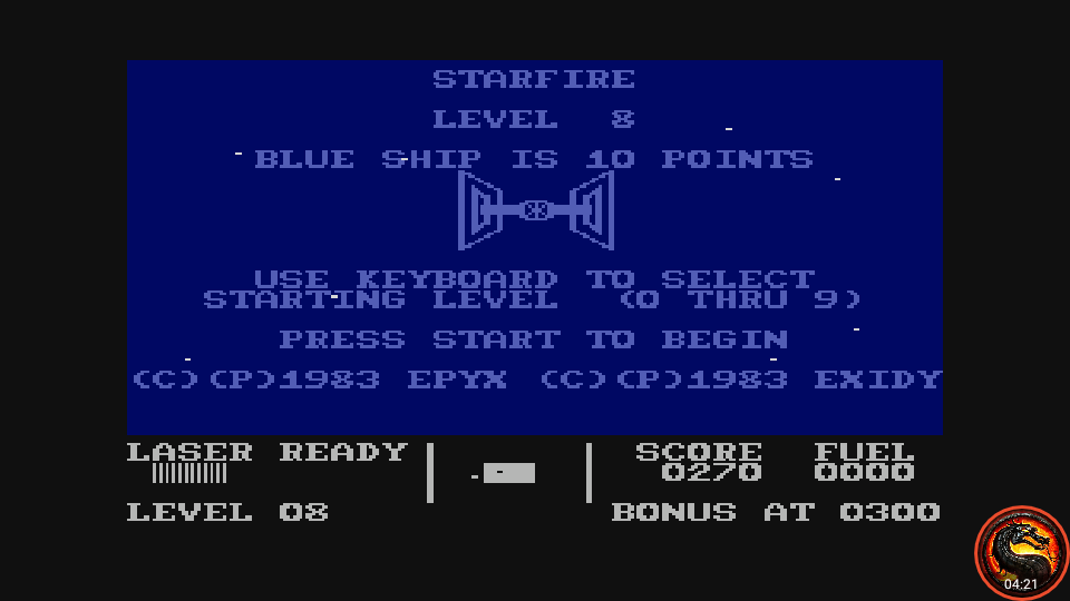 omargeddon: Starfire  [Level 8] (Atari 400/800/XL/XE Emulated) 270 points on 2020-08-21 13:18:57
