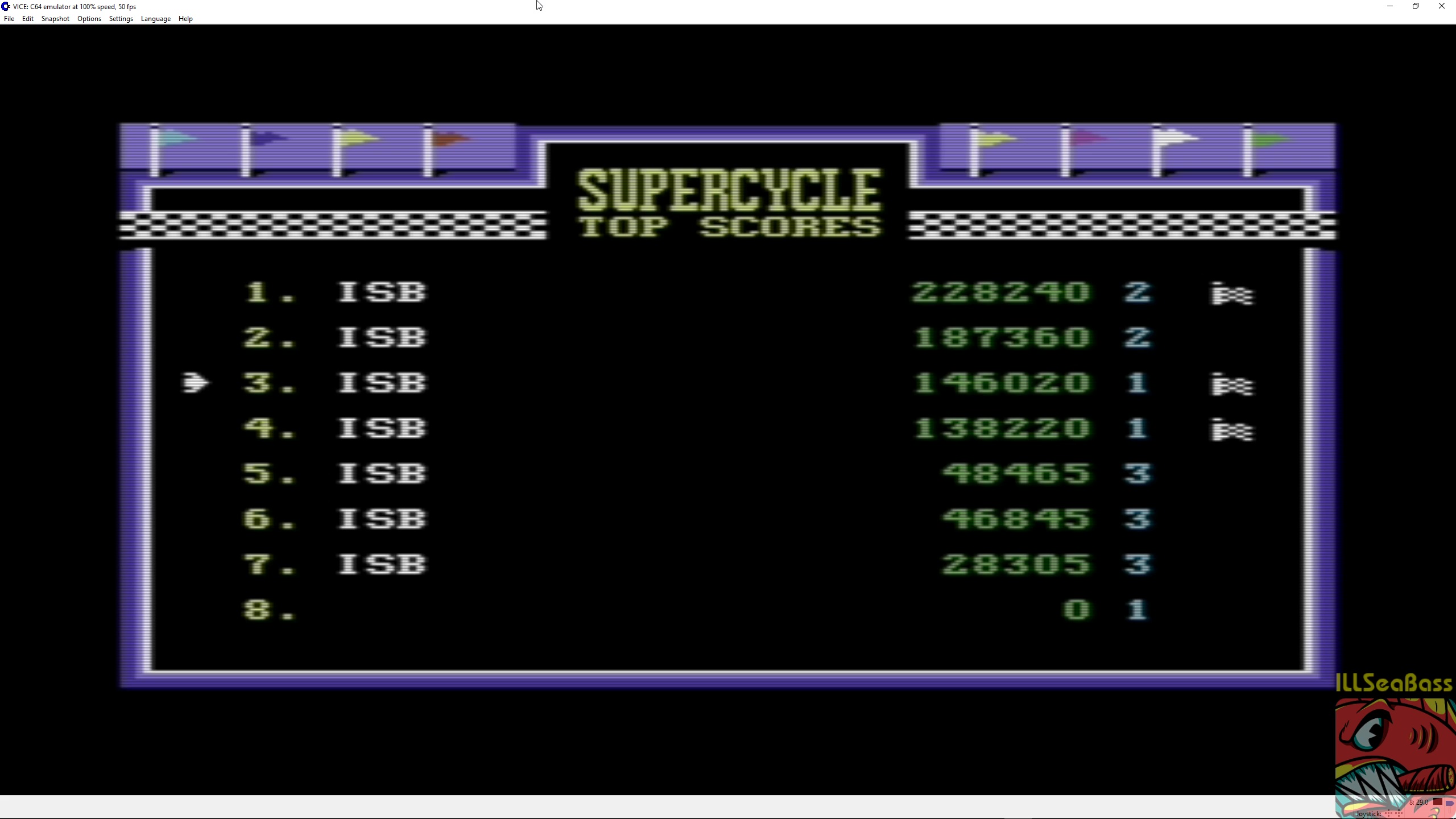ILLSeaBass: Super Cycle [Level 1 Start] (Commodore 64 Emulated) 146,020 points on 2018-03-26 18:01:50