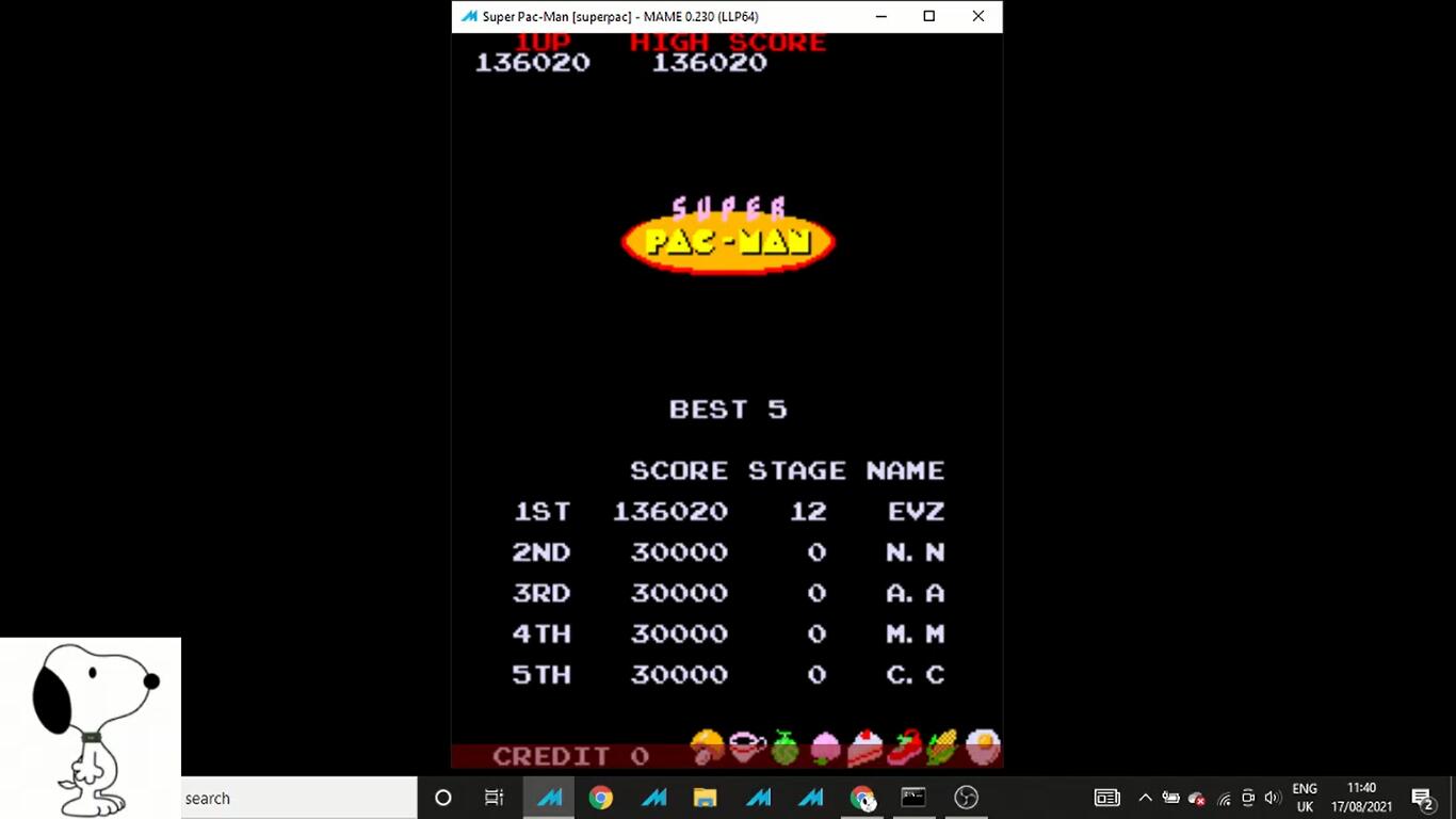 evan04: Super Pac-Man (Arcade Emulated / M.A.M.E.) 136,020 points on 2022-03-08 15:29:50