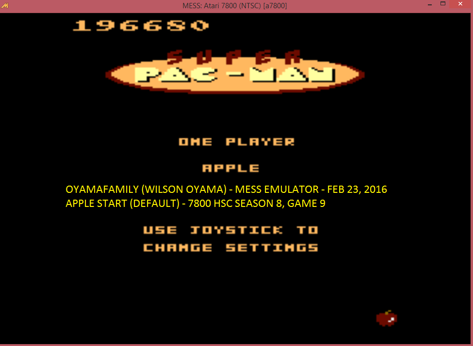 oyamafamily: Super Pac-Man (Atari 7800 Emulated) 196,680 points on 2016-02-26 15:17:16