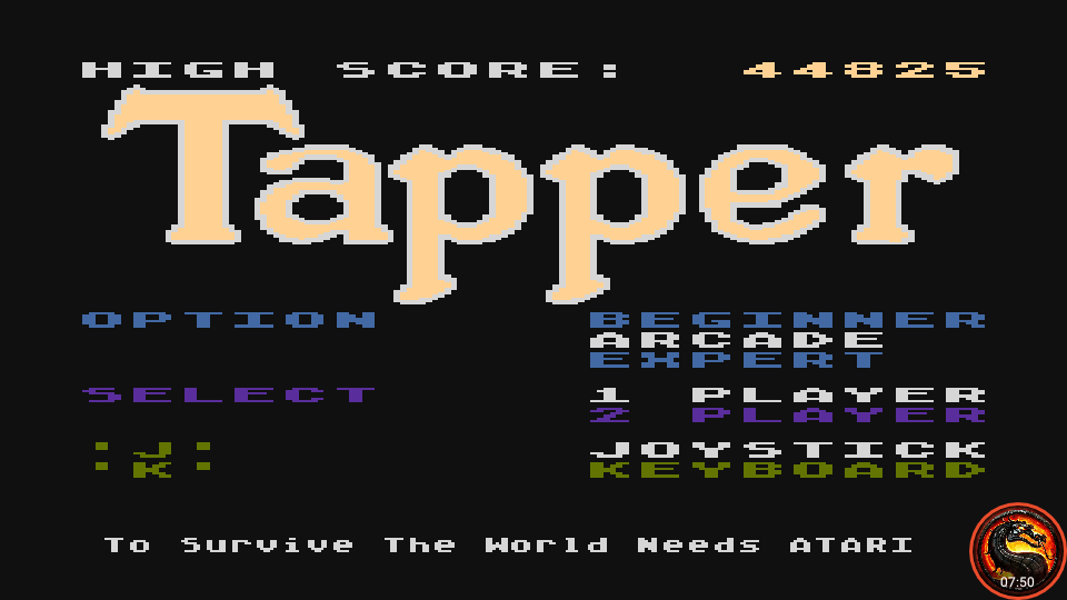 omargeddon: Tapper [Arcade] (Atari 400/800/XL/XE Emulated) 44,825 points on 2020-10-15 16:27:45