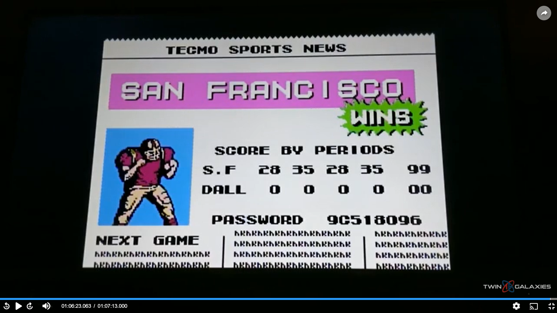Tecmo Bowl [Point Difference] 126 points