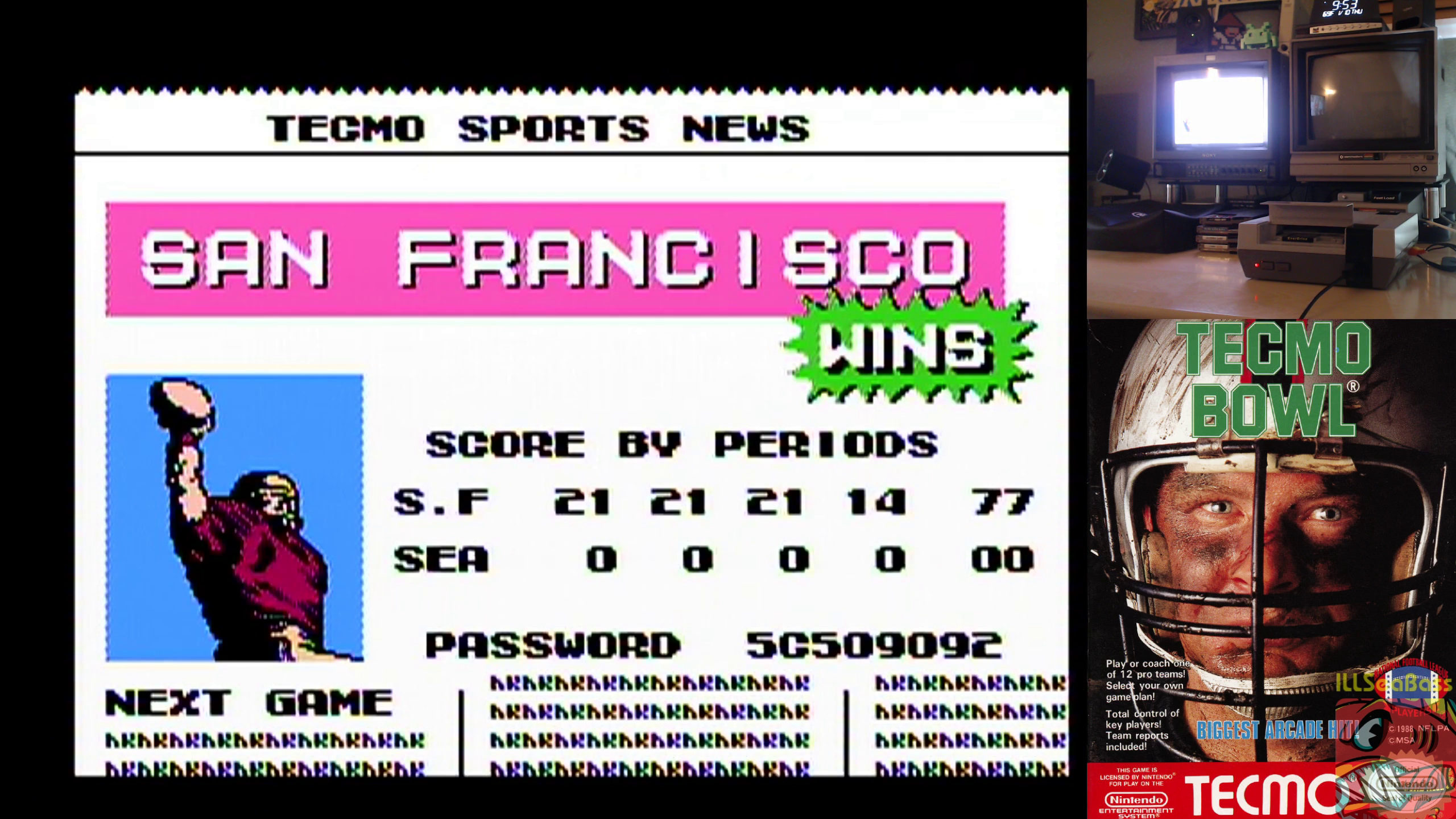 ILLSeaBass: Tecmo Bowl [Point Difference] (NES/Famicom) 77 points on 2019-01-10 22:08:50