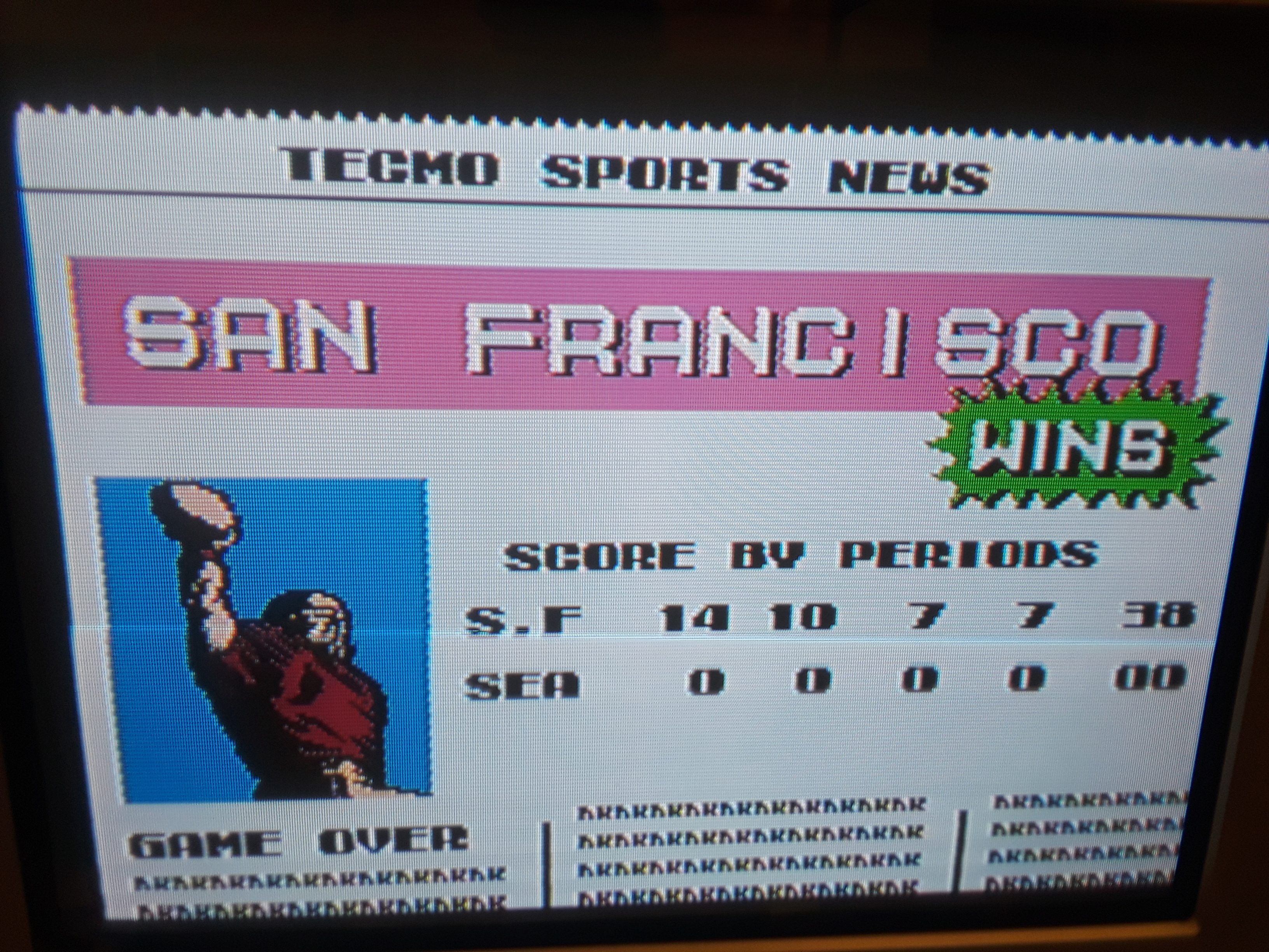 JML101582: Tecmo Bowl [Point Difference] (NES/Famicom) 38 points on 2019-06-15 12:29:00