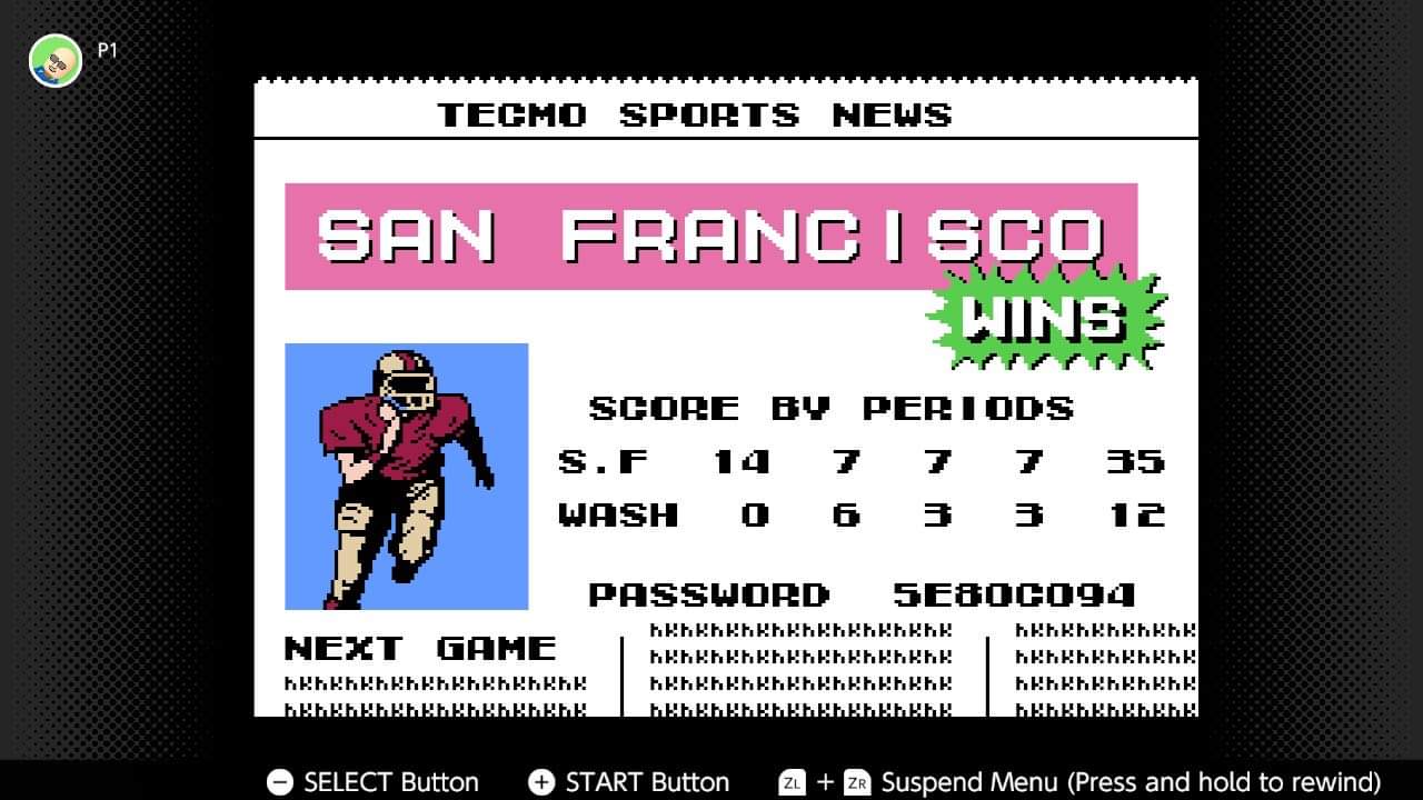 JML101582: Tecmo Bowl [Points In A Game] (NES/Famicom Emulated) 35 points on 2020-12-25 19:02:18