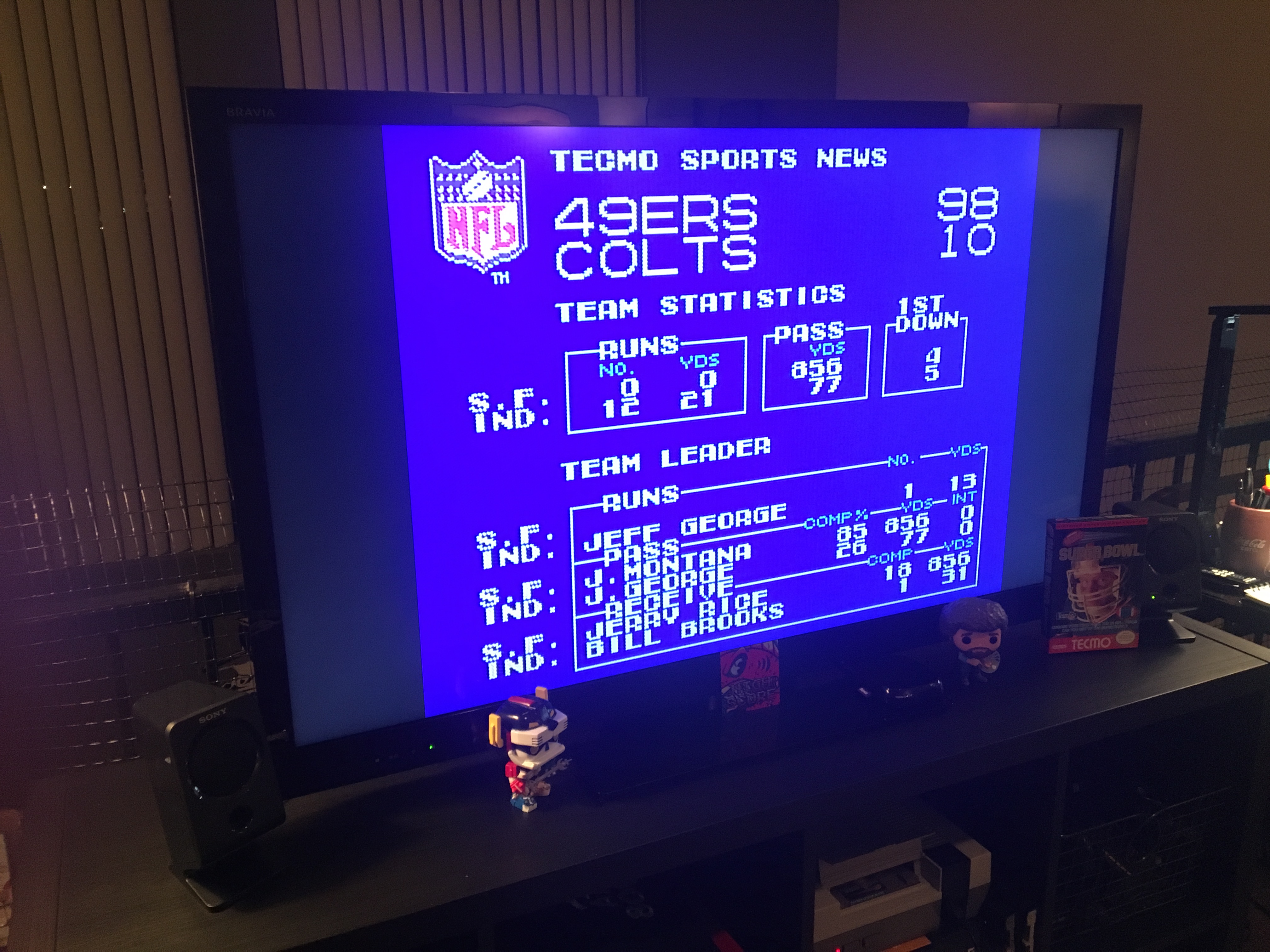 ILLSeaBass: Tecmo Super Bowl [Most yards Receiving In a Preseason Game] (NES/Famicom) 856 points on 2018-01-16 21:37:09