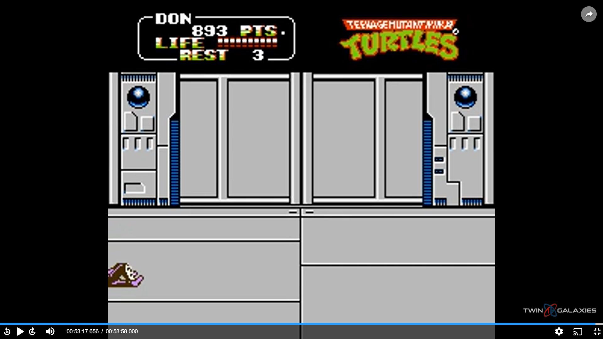 Teenage Mutant Ninja Turtles II: The Arcade Game [10 Lives Start] 893 points