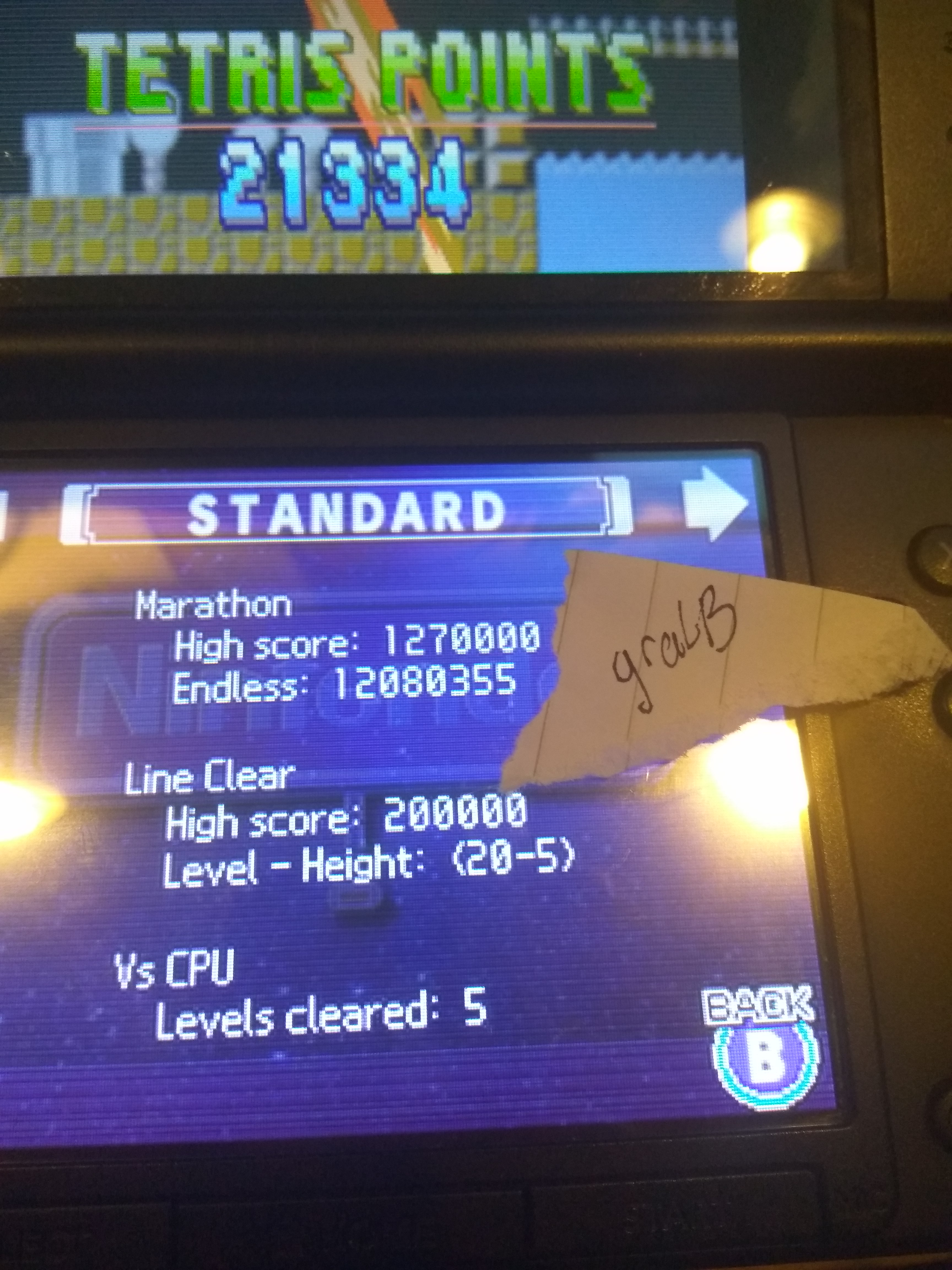 Tetris DS: Standard/Marathon [Points] 1,270,000 points