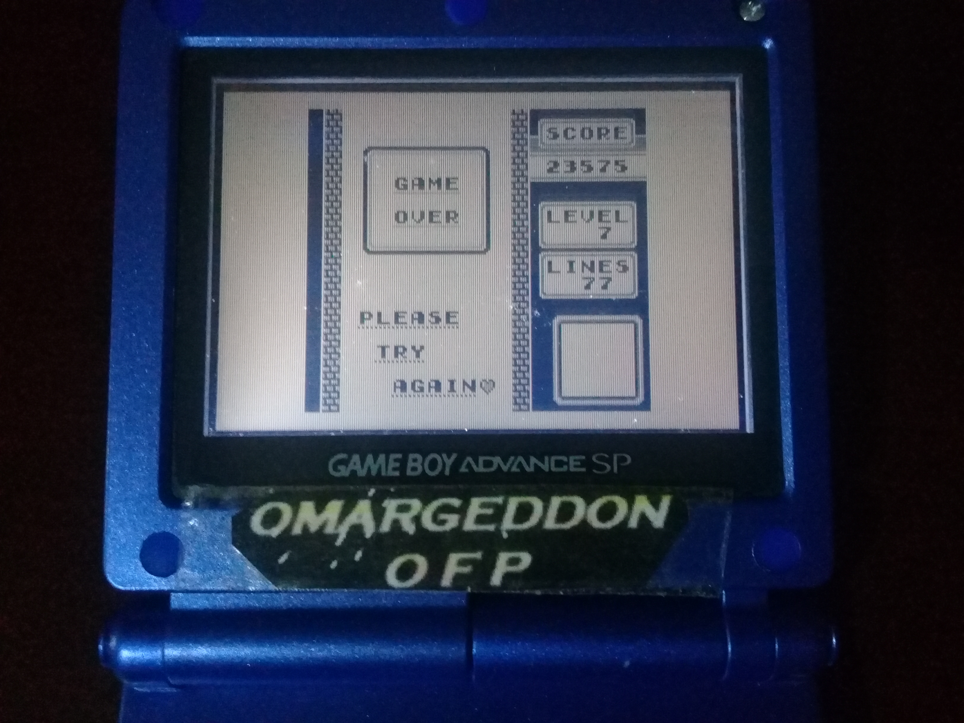 omargeddon: Tetris [Lines] (Game Boy) 77 points on 2021-09-25 08:46:44