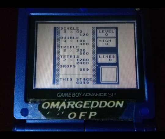 omargeddon: Tetris: Type B [Level 0 / High 0] (Game Boy) 4,089 points on 2021-09-25 08:48:17