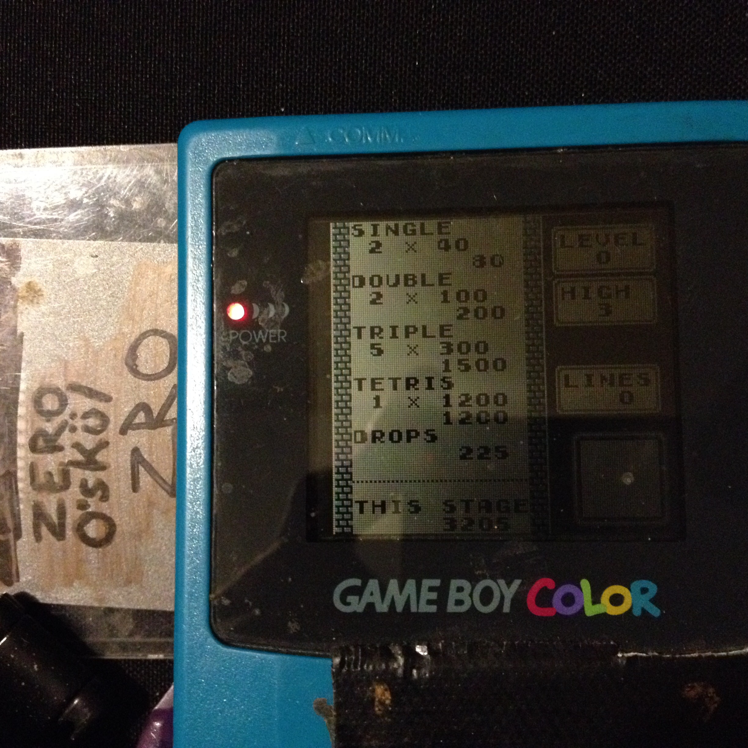 zerooskul: Tetris: Type B [Level 0 / High 3] (Game Boy) 3,205 points on 2019-12-04 21:25:00