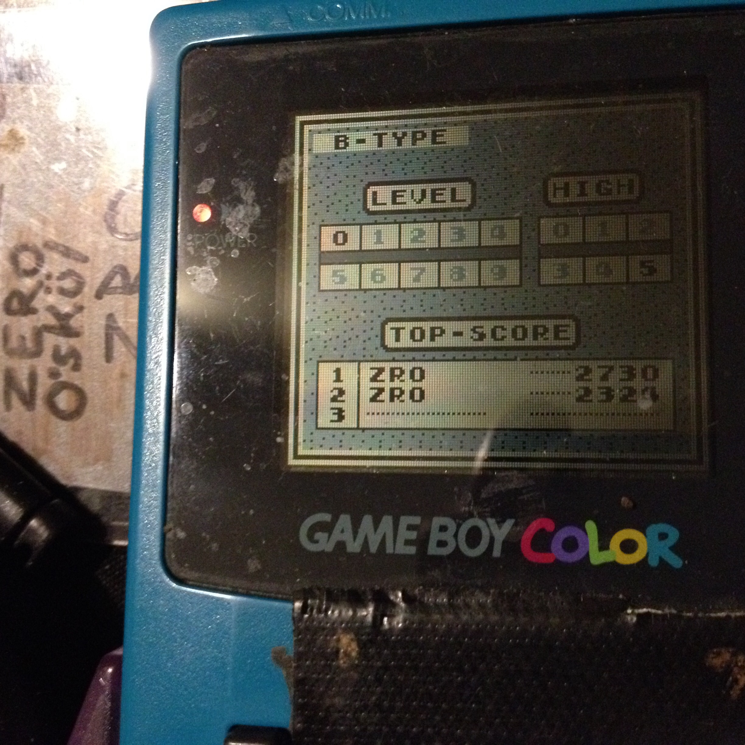 zerooskul: Tetris: Type B [Level 0 / High 5] (Game Boy) 2,730 points on 2019-12-05 00:27:11