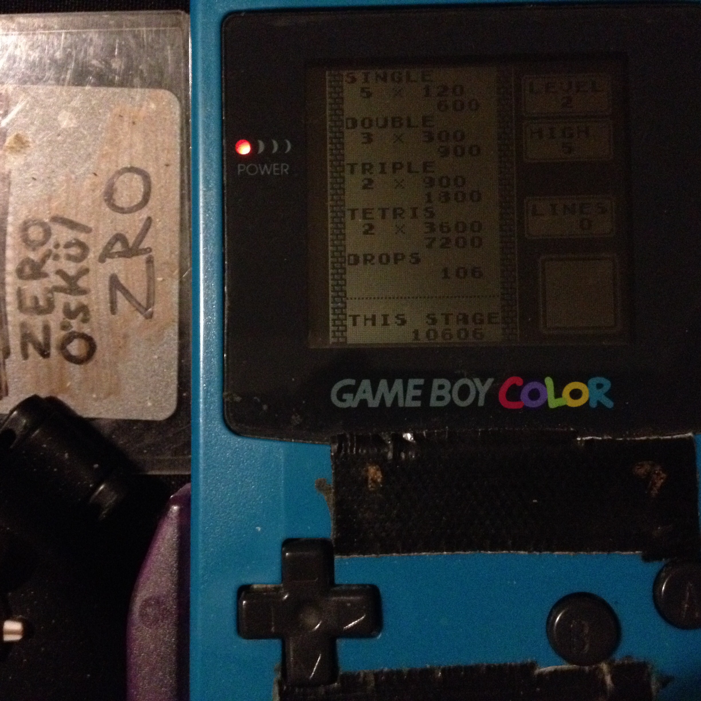 zerooskul: Tetris: Type B [Level 2 / High 5] (Game Boy) 10,606 points on 2019-12-06 17:25:02