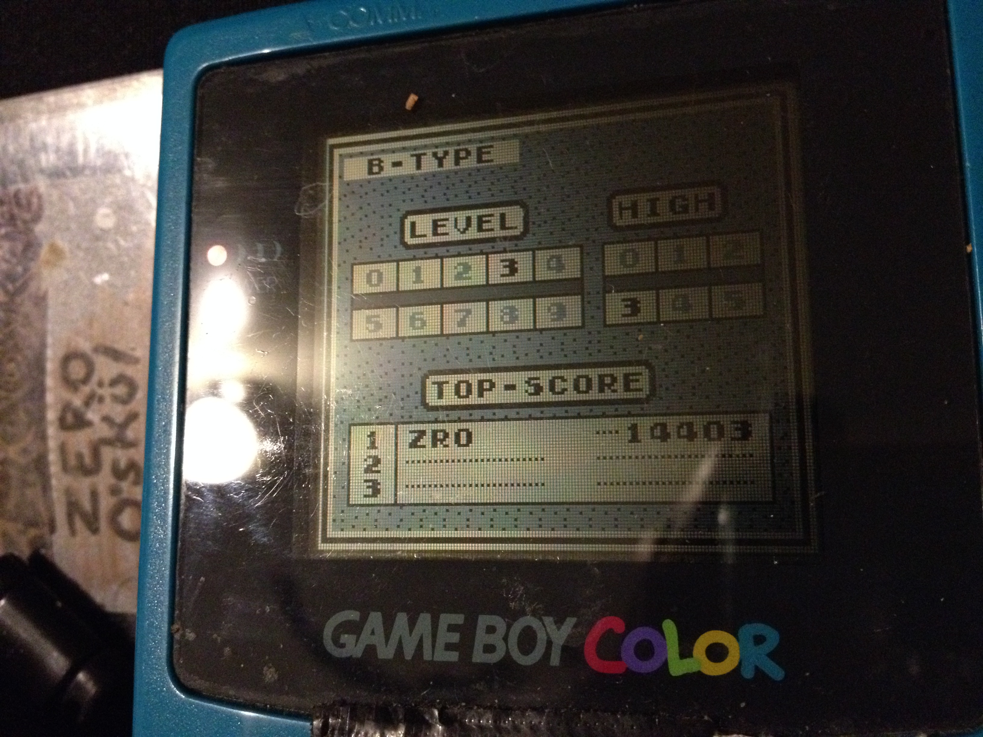zerooskul: Tetris: Type B [Level 3 / High 3] (Game Boy) 14,403 points on 2019-12-06 21:37:19