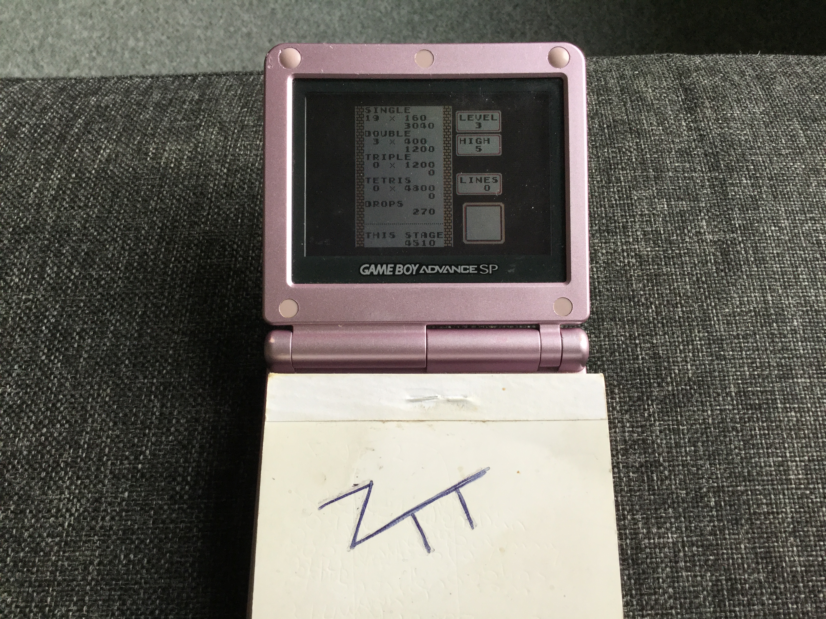Frankie: Tetris: Type B [Level 3 / High 5] (Game Boy) 4,510 points on 2019-12-01 02:32:31