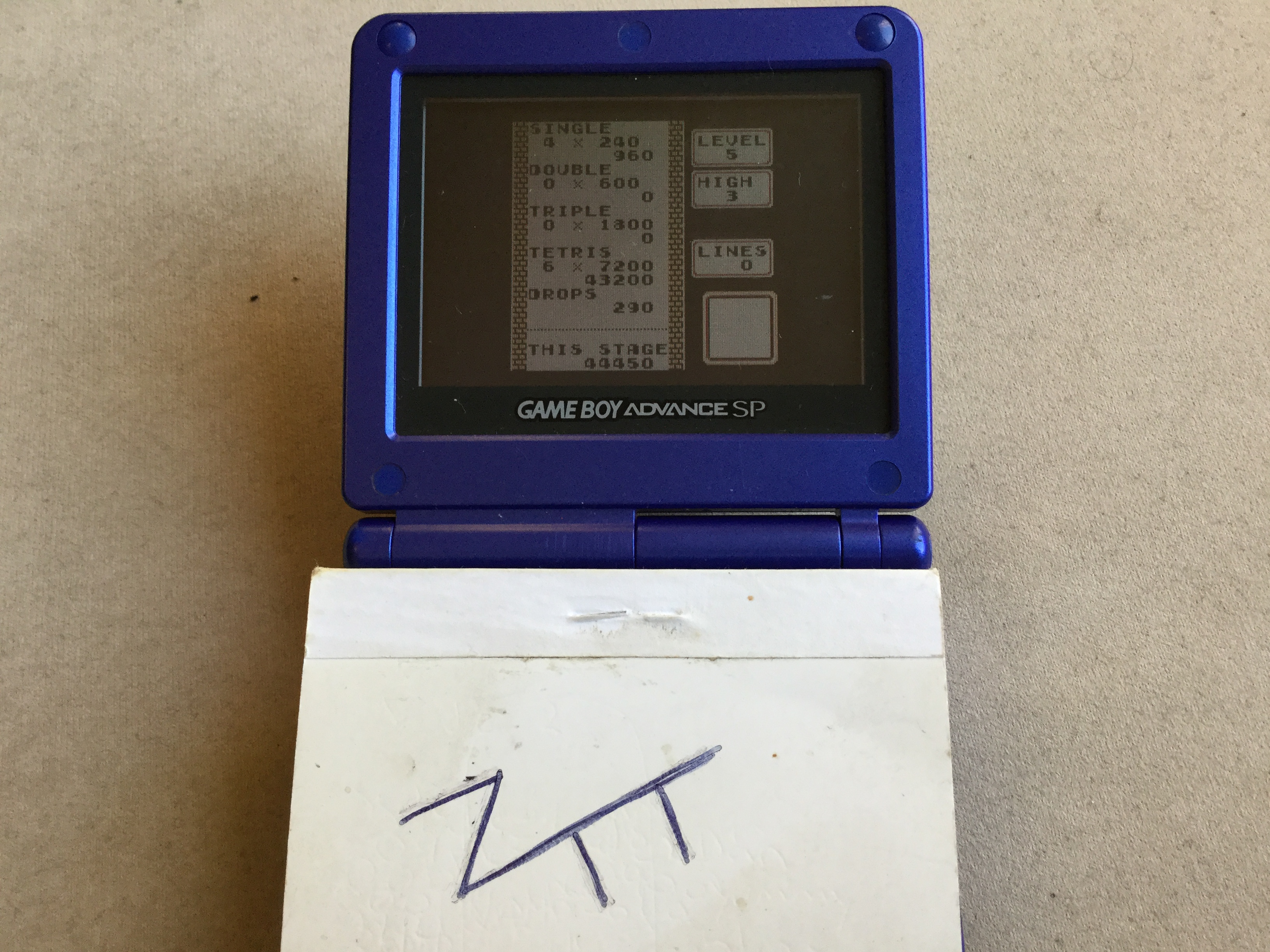 Frankie: Tetris: Type B [Level 5 / High 3] (Game Boy) 44,450 points on 2019-12-31 01:35:56
