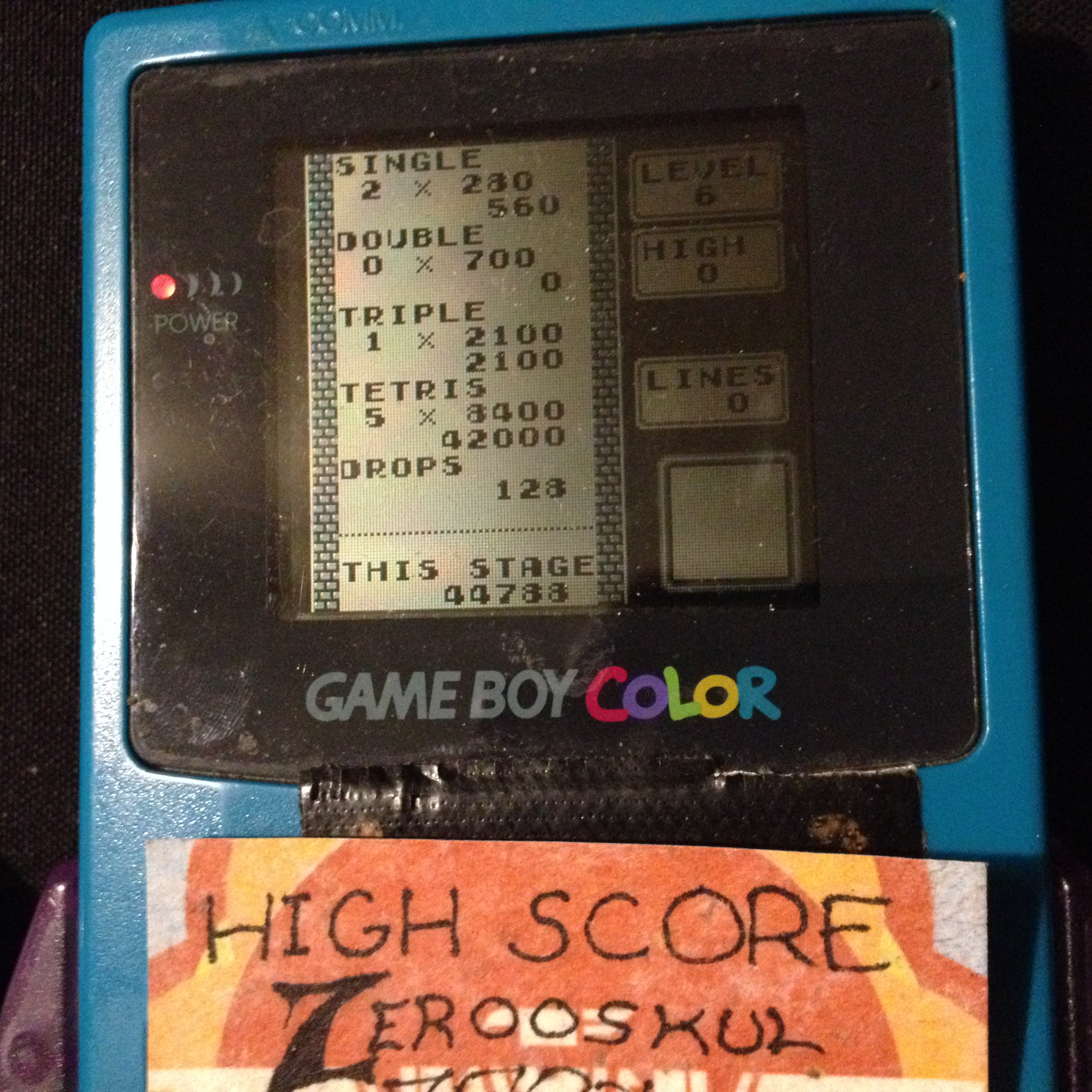 zerooskul: Tetris: Type B [Level 6 / High 0] (Game Boy) 44,788 points on 2019-12-15 22:54:43