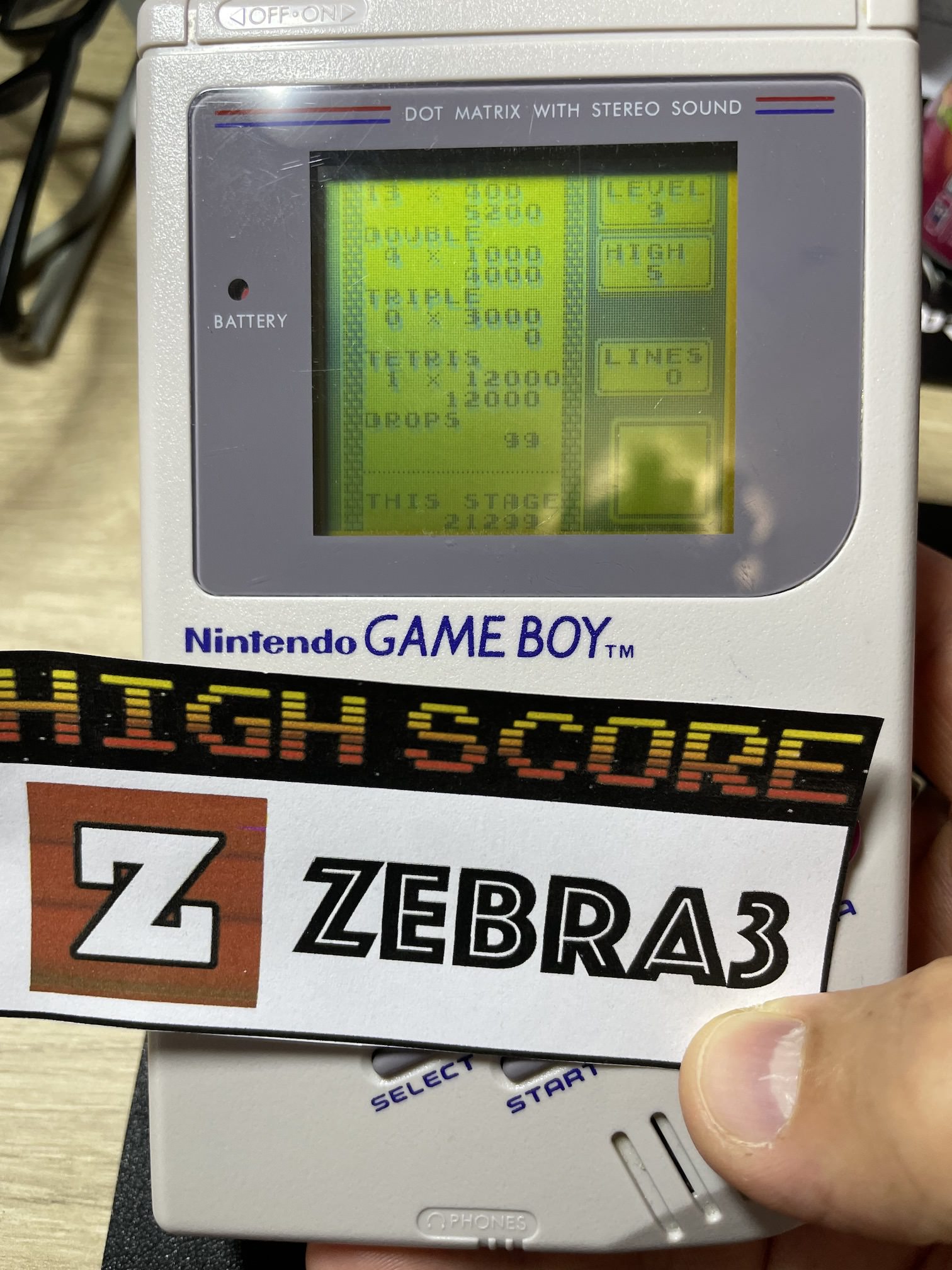 Zebra3: Tetris: Type B [Level 9 / High 5] (Game Boy) 21,299 points on 2023-05-31 10:20:40