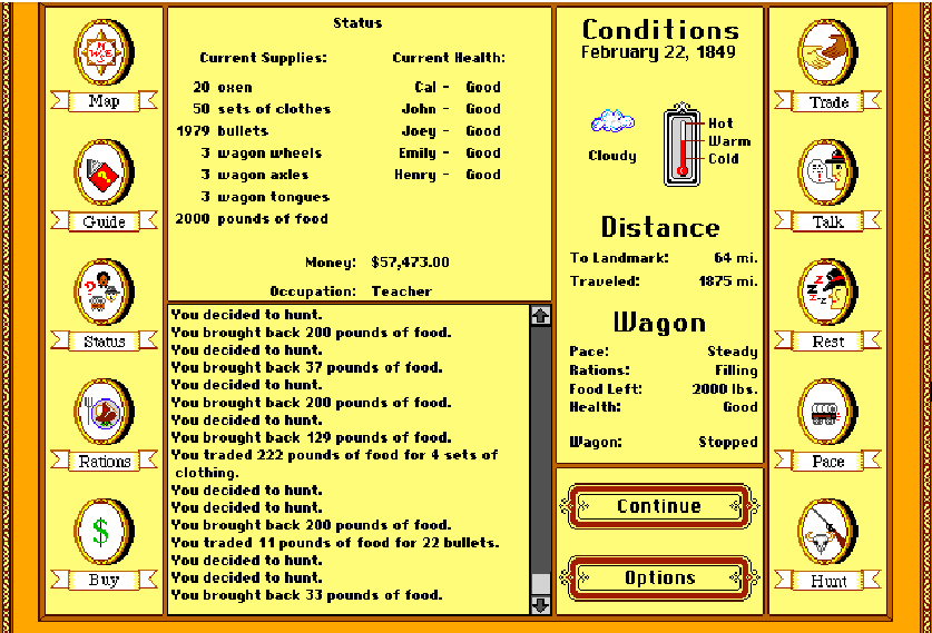 Cal: The Oregon Trail Deluxe (PC Emulated / DOSBox) 50,246 points on 2019-06-06 22:53:13