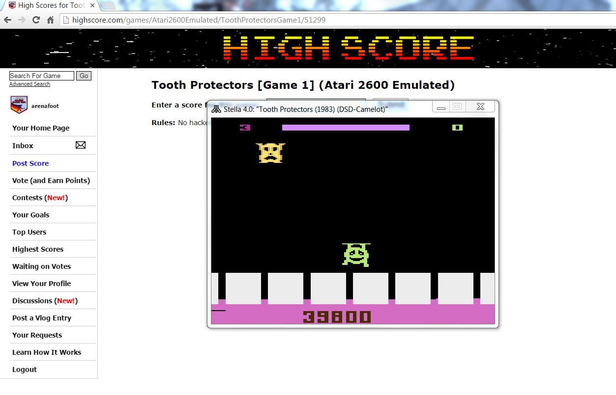 arenafoot: Tooth Protectors [Game 1] (Atari 2600 Emulated) 39,800 points on 2016-06-14 00:45:24