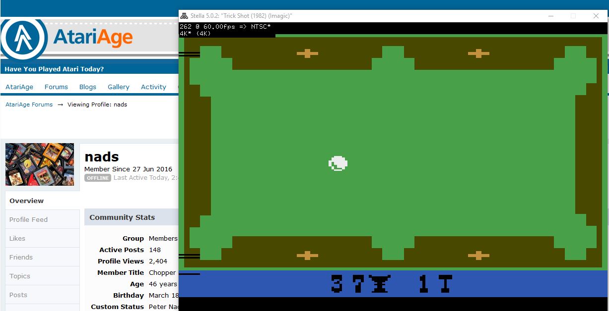 nads: Trick Shot (Atari 2600 Emulated Novice/B Mode) 37 points on 2018-04-01 23:59:26