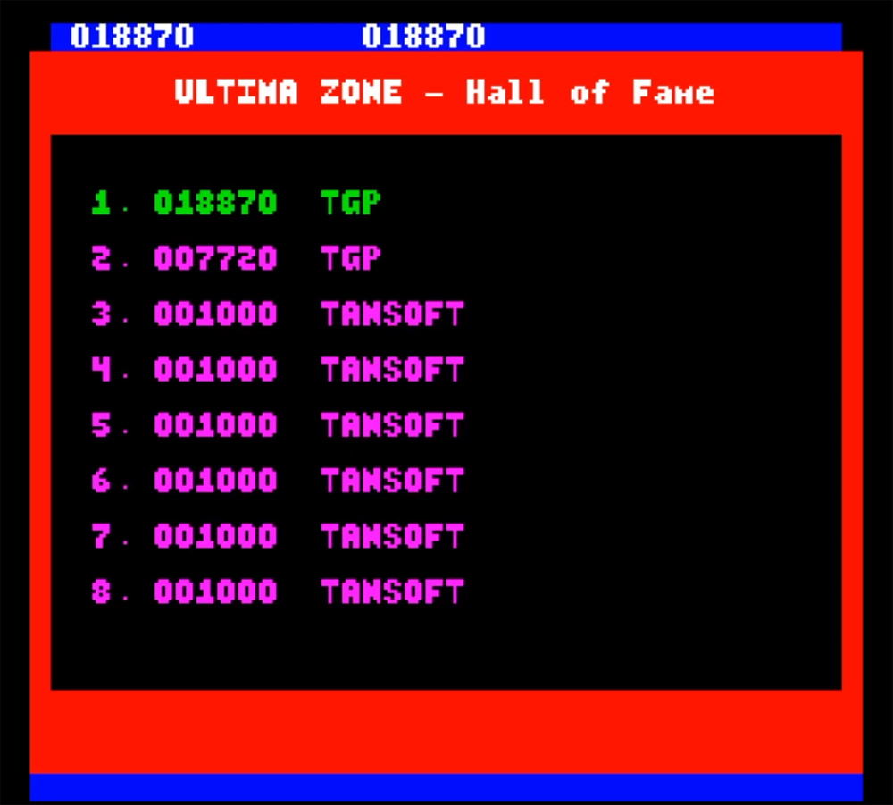 80sChips: Ultima Zone (Oric-1 Emulated) 18,870 points on 2020-08-29 06:34:13