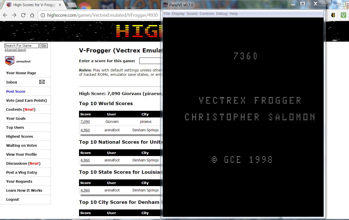 V-Frogger 7,360 points