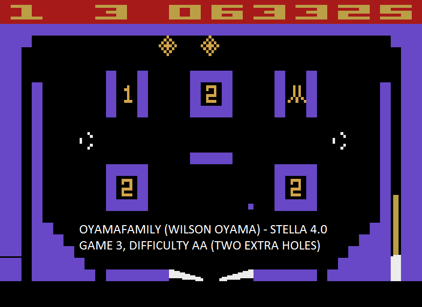 oyamafamily: Video Pinball: Game 3 (Atari 2600 Emulated Expert/A Mode) 63,325 points on 2015-09-10 17:29:49